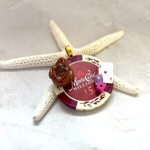 Horse Poker Chip Pendant - Lucky Animal Charm Necklace - Miniature Collector
